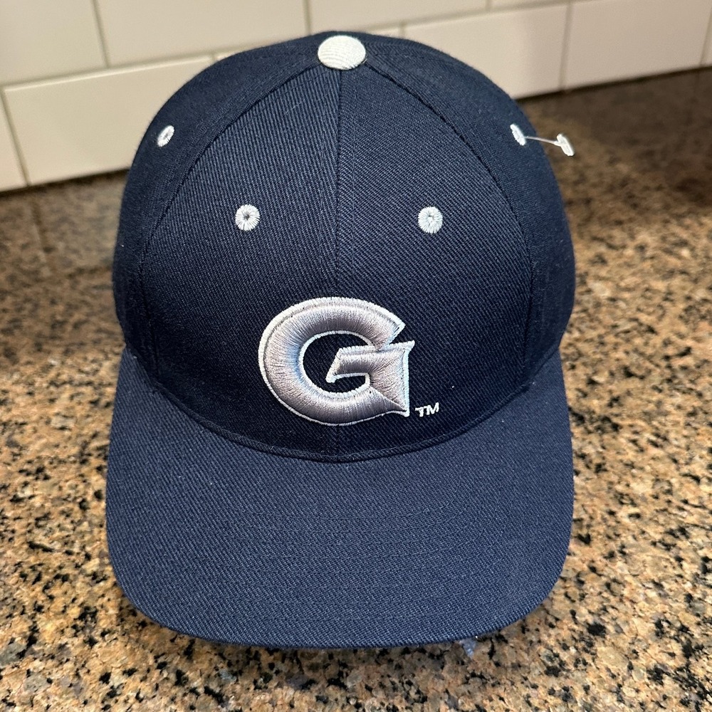 Vtg Georgetown Hoyas Logo Athletic Baseball Cap Blue Sample Deadstock New